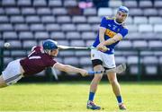 8 March 2020; John McGrath of Tipperary shoots to score his side's first goal despite the efforts of Paul Killeen of Galway during the Allianz Hurling League Division 1 Group A Round 3 match between Galway and Tipperary at Pearse Stadium in Salthill, Galway. Photo by Sam Barnes/Sportsfile