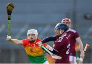 8 March 2020; Eoin Price of Westmeath Eoin Price in action against Aaron Amond of Carlow during the Allianz Hurling League Division 1 Relegation Play-Off match between Westmeath and Carlow at TEG Cusack Park in Mullingar, Westmeath. Photo by Seb Daly/Sportsfile