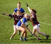 8 March 2020; Anna Carey of Tipperary in action against Fabienne Cooney, left, and Sarah Lynch of Galway during the 2020 Lidl Ladies National Football League Division 1 Round 5 match between Galway and Tipperary at Tuam Stadium in Tuam, Galway. Photo by Ramsey Cardy/Sportsfile