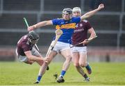 8 March 2020; Dillon Quirke of Tipperary in action against Aidan Harte, left, and Cathal Mannion of Galway during the Allianz Hurling League Division 1 Group A Round 3 match between Galway and Tipperary at Pearse Stadium in Salthill, Galway. Photo by Sam Barnes/Sportsfile