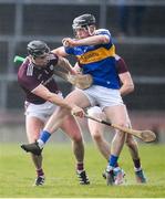 8 March 2020; Dillon Quirke of Tipperary in action against Aidan Harte, left, and Cathal Mannion of Galway during the Allianz Hurling League Division 1 Group A Round 3 match between Galway and Tipperary at Pearse Stadium in Salthill, Galway. Photo by Sam Barnes/Sportsfile