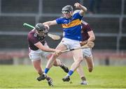 8 March 2020; Dillon Quirke of Tipperary in action against Aidan Harte, left, and Cathal Mannion of Galway during the Allianz Hurling League Division 1 Group A Round 3 match between Galway and Tipperary at Pearse Stadium in Salthill, Galway. Photo by Sam Barnes/Sportsfile