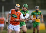 8 March 2020; Eoin McGuinness of Armagh in action against Stephen Gillespie of Donegal during the Allianz Hurling League Round 3A Final match between Armagh and Donegal at Páirc Éire Óg in Carrickmore, Tyrone. Photo by Oliver McVeigh/Sportsfile