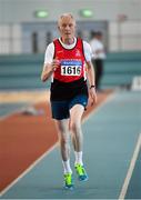 8 March 2020; Frank Stewart of City of Derry AC Spartans competing in the M80 60m event during the Irish Life Health National Masters Indoors Athletics Championships at Athlone IT in Athlone, Westmeath. Photo by Piaras Ó Mídheach/Sportsfile
