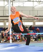 8 March 2020; Patrick Naughton of Nenagh Olympic AC, Tipperary, competing in the M85 High Jump event during the Irish Life Health National Masters Indoors Athletics Championships at Athlone IT in Athlone, Westmeath. Photo by Piaras Ó Mídheach/Sportsfile