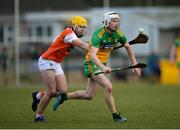 8 March 2020; Jack O'Loughlin of Donegal in action against Aaron Fox of Armagh during the Allianz Hurling League Round 3A Final match between Armagh and Donegal at Páirc Éire Óg in Carrickmore, Tyrone. Photo by Oliver McVeigh/Sportsfile
