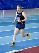 8 March 2020; Matt Slattery of Clonliffe Harriers AC, Dublin, competing in the M65 400m event during the Irish Life Health National Masters Indoors Athletics Championships at Athlone IT in Athlone, Westmeath. Photo by Piaras Ó Mídheach/Sportsfile