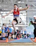 8 March 2020; Mary Cahill of Ennis Track AC, Clare, competing in the M40 Long Jump event during the Irish Life Health National Masters Indoors Athletics Championships at Athlone IT in Athlone, Westmeath. Photo by Piaras Ó Mídheach/Sportsfile