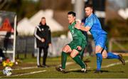 8 March 2020; Kaito Akimoto of Cabinteely in action against Jack Memery of Crumlin United during the EA Sports Cup First Round match between Cabinteely and Crumlin United at Stradbrook in Blackrock, Dublin. Photo by Ben McShane/Sportsfile
