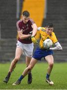 7 March 2020; Dylan Gaughan of Roscommon in action against Conor Flaherty of Galway during the EirGrid Connacht GAA Football U20 Championship Final match between Galway and Roscommon at Tuam Stadium in Tuam, Galway. Photo by Seb Daly/Sportsfile