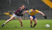 7 March 2020; Peter Gillololy of Roscommon in action against Jack Glynn of Galway during the EirGrid Connacht GAA Football U20 Championship Final match between Galway and Roscommon at Tuam Stadium in Tuam, Galway. Photo by Seb Daly/Sportsfile