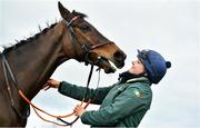 9 March 2020; Ailish Byrne with Sharjah on the gallops ahead of the Cheltenham Racing Festival at Prestbury Park in Cheltenham, England. Photo by David Fitzgerald/Sportsfile