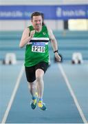 8 March 2020; Damien Barry of Monaghan Phoenix AC competing in the M50 60m event during the Irish Life Health National Masters Indoors Athletics Championships at Athlone IT in Athlone, Westmeath. Photo by Piaras Ó Mídheach/Sportsfile