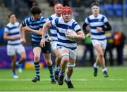 9 March 2020; Sean McKechnie of Blackrock College on his way to scoring his side's first try during the Bank of Ireland Leinster Schools Junior Cup Semi-Final match between Blackrock College and St Vincent’s, Castleknock College at Energia Park in Donnybrook, Dublin. Photo by Ramsey Cardy/Sportsfile