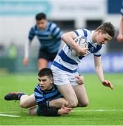 9 March 2020; James O'Sullivan of Blackrock College is tackled by Luke Donohue of St Vincent’s, Castleknock College, during the Bank of Ireland Leinster Schools Junior Cup Semi-Final match between Blackrock College and St Vincent’s, Castleknock College at Energia Park in Donnybrook, Dublin. Photo by Ramsey Cardy/Sportsfile