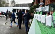 10 March 2020; A general view of a hand sanitizing dock prior to racing on day one of the Cheltenham Racing Festival at Prestbury Park in Cheltenham, England. Photo by David Fitzgerald/Sportsfile