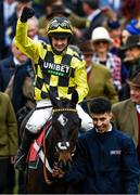 10 March 2020; Jockey Nico de Boinville celebrates after winning the Sky Bet Supreme Novices' Hurdle on Shishkin on Day One of the Cheltenham Racing Festival at Prestbury Park in Cheltenham, England. Photo by Harry Murphy/Sportsfile