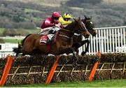 10 March 2020; Shishkin, with Nico de Boinville up, right, jump the last next to eventual second Abacadabras, with Davy Russell up, on their way to winning the Sky Bet Supreme Novices' Hurdle on Day One of the Cheltenham Racing Festival at Prestbury Park in Cheltenham, England. Photo by David Fitzgerald/Sportsfile