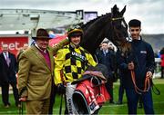 10 March 2020; Jockey Nico de Boinville, centre, with Shishkin and trainer Nicky Henderson, left, after winning the Sky Bet Supreme Novices' Hurdle on Day One of the Cheltenham Racing Festival at Prestbury Park in Cheltenham, England. Photo by David Fitzgerald/Sportsfile