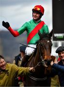 10 March 2020; Jockey Brendan Powell on The Conditional celebrates after winning the Ultima Handicap Chase on Day One of the Cheltenham Racing Festival at Prestbury Park in Cheltenham, England. Photo by David Fitzgerald/Sportsfile