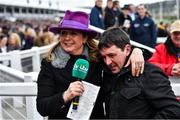 10 March 2020; Trainer David Bridgwater is congratulated by ITV Racing presenter Alice Plunkett after sending out The Conditional to win the Ultima Handicap Chase during Day One of the Cheltenham Racing Festival at Prestbury Park in Cheltenham, England. Photo by David Fitzgerald/Sportsfile