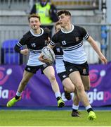 10 March 2020; Harry Farrell of Newbridge College on his way to scoring his side's second try during the Bank of Ireland Leinster Schools Junior Cup Semi-Final match between Terenure College and Newbridge College at Energia Park in Donnybrook, Dublin. Photo by Ramsey Cardy/Sportsfile