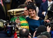 10 March 2020; Barry Geraghty celebrates with wife Paula Geraghty after winning the Unibet Champion Hurdle Challenge Trophy on Epatante during Day One of the Cheltenham Racing Festival at Prestbury Park in Cheltenham, England. Photo by Harry Murphy/Sportsfile