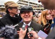 10 March 2020; Owner JP McManus is interviewed by the media after sending Epatante out to win the Unibet Champion Hurdle Challenge Trophy on Day One of the Cheltenham Racing Festival at Prestbury Park in Cheltenham, England. Photo by David Fitzgerald/Sportsfile