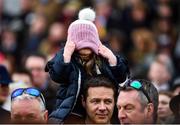 10 March 2020; A racegoer reacts on Day One of the Cheltenham Racing Festival at Prestbury Park in Cheltenham, England. Photo by David Fitzgerald/Sportsfile