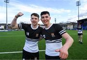 10 March 2020; Andrew Carroll, left, and Harry Farrell of Newbridge College celebrate following the Bank of Ireland Leinster Schools Junior Cup Semi-Final match between Terenure College and Newbridge College at Energia Park in Donnybrook, Dublin. Photo by Ramsey Cardy/Sportsfile