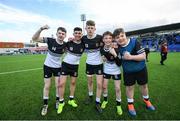 10 March 2020; Newbridge College players, from left, Andrew Carroll, Harry Farrell, John Collins, Tadhg Brophy and Christopher Jennings celebrate following the Bank of Ireland Leinster Schools Junior Cup Semi-Final match between Terenure College and Newbridge College at Energia Park in Donnybrook, Dublin. Photo by Ramsey Cardy/Sportsfile