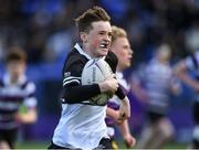 10 March 2020; Tadhg Brophy of Newbridge College on his way to scoring his side's fourth try during the Bank of Ireland Leinster Schools Junior Cup Semi-Final match between Terenure College and Newbridge College at Energia Park in Donnybrook, Dublin. Photo by Ramsey Cardy/Sportsfile