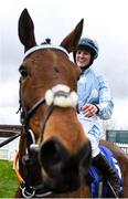 10 March 2020; Jockey Rachael Blackmore celebrates after winning the Close Brothers Mares´ Hurdle on Honeysuckle during Day One of the Cheltenham Racing Festival at Prestbury Park in Cheltenham, England. Photo by Harry Murphy/Sportsfile