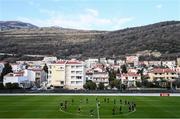 10 March 2020; Republic of Ireland players warm up during a training session at Pod Malim Brdom in Petrovac, Montenegro. Photo by Stephen McCarthy/Sportsfile