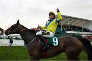 10 March 2020; Jockey Jamie Codd celebrates after winning the National Hunt Challenge Cup Amateur Riders' Novices' Chase on Ravenhill during Day One of the Cheltenham Racing Festival at Prestbury Park in Cheltenham, England. Photo by Harry Murphy/Sportsfile