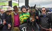 10 March 2020; Jockey Barry Geraghty, centre, with Epatante and trainer Nicky Henderson, left, after winning the Unibet Champion Hurdle Challenge Trophy on Day One of the Cheltenham Racing Festival at Prestbury Park in Cheltenham, England. Photo by David Fitzgerald/Sportsfile