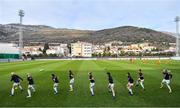 11 March 2020; Republic of Ireland players warm-up prior to the UEFA Women's 2021 European Championships Qualifier match between Montenegro and Republic of Ireland at Pod Malim Brdom in Petrovac, Montenegro. Photo by Stephen McCarthy/Sportsfile