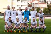 11 March 2020; The Republic of Ireland team, top row, from left, Louise Quinn, Diane Caldwell, Niamh Fahey, Courtney Brosnan, Rianna Jarrett and Ruesha Littlejohn. Bottom row, from left, Áine O'Gorman, Denise O'Sullivan, Katie McCabe, Harriet Scott and Clare Shine ahead of the UEFA Women's 2021 European Championships Qualifier match between Montenegro and Republic of Ireland at Pod Malim Brdom in Petrovac, Montenegro. Photo by Stephen McCarthy/Sportsfile