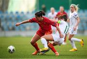 11 March 2020; Armisa Kuc of Montenegro in action against Katie McCabe of Republic of Ireland during the UEFA Women's 2021 European Championships Qualifier match between Montenegro and Republic of Ireland at Pod Malim Brdom in Petrovac, Montenegro. Photo by Stephen McCarthy/Sportsfile