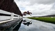 11 March 2020; Minella Indo, with Rachael Blackmore up, clear the water jump, first time round, ahead of Allaho, with Paul Townend up, during the RSA Insurance Novices' Chase on Day Two of the Cheltenham Racing Festival at Prestbury Park in Cheltenham, England. Photo by David Fitzgerald/Sportsfile