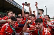 11 March 2020; CBS Roscommon captain Ciaran Purcell lifts the cup as his team-mates celebrate after the Top Oil Connacht Schools Senior A Cup Final match between CBS Roscommon and St Muredach's College at The Sportsground in Galway. Photo by Matt Browne/Sportsfile