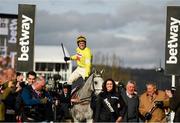 11 March 2020; Jockey Harry Skelton on Politologue celebrates after winning the Betway Queen Mother Champion Chase on Day Two of the Cheltenham Racing Festival at Prestbury Park in Cheltenham, England. Photo by Harry Murphy/Sportsfile