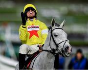 11 March 2020; Jockey Harry Skelton on Politologue reacts after winning the Betway Queen Mother Champion Chase on Day Two of the Cheltenham Racing Festival at Prestbury Park in Cheltenham, England. Photo by David Fitzgerald/Sportsfile