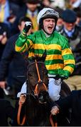 11 March 2020; Jonathan Plouganou celebrates after winning the Glenfarclas Chase on Easyland during Day Two of the Cheltenham Racing Festival at Prestbury Park in Cheltenham, England. Photo by David Fitzgerald/Sportsfile