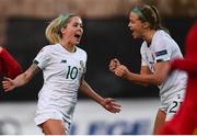 11 March 2020; Denise O'Sullivan of Republic of Ireland celebrates after scoring her side's third goal with team-mate Ruesha Littlejohn, right, during the UEFA Women's 2021 European Championships Qualifier match between Montenegro and Republic of Ireland at Pod Malim Brdom in Petrovac, Montenegro. Photo by Stephen McCarthy/Sportsfile