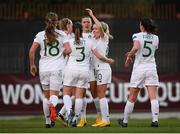 11 March 2020; Republic of Ireland players celebrate after their side's second goal, scored by Katie McCabe, during the UEFA Women's 2021 European Championships Qualifier match between Montenegro and Republic of Ireland at Pod Malim Brdom in Petrovac, Montenegro. Photo by Stephen McCarthy/Sportsfile