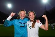 11 March 2020; Courtney Brosnan, left, and Kyra Carusa of Republic of Ireland celebrate following the UEFA Women's 2021 European Championships Qualifier match between Montenegro and Republic of Ireland at Pod Malim Brdom in Petrovac, Montenegro. Photo by Stephen McCarthy/Sportsfile