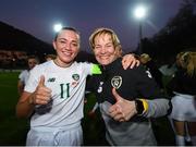 11 March 2020; Republic of Ireland manager Vera Pauw, right, and Republic of Ireland captain Katie McCabe celebrate following the UEFA Women's 2021 European Championships Qualifier match between Montenegro and Republic of Ireland at Pod Malim Brdom in Petrovac, Montenegro. Photo by Stephen McCarthy/Sportsfile