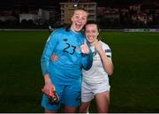 11 March 2020; Courtney Brosnan, left, and Harriet Scott of Republic of Ireland celebrate following the UEFA Women's 2021 European Championships Qualifier match between Montenegro and Republic of Ireland at Pod Malim Brdom in Petrovac, Montenegro. Photo by Stephen McCarthy/Sportsfile