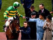 11 March 2020; Jockey Mark Walsh is congratulated by JP McManus, third from right, and his wife Noreen, second from right, after winning the Boodles Juvenile Handicap Hurdle on Aramax during Day Two of the Cheltenham Racing Festival at Prestbury Park in Cheltenham, England. Photo by David Fitzgerald/Sportsfile
